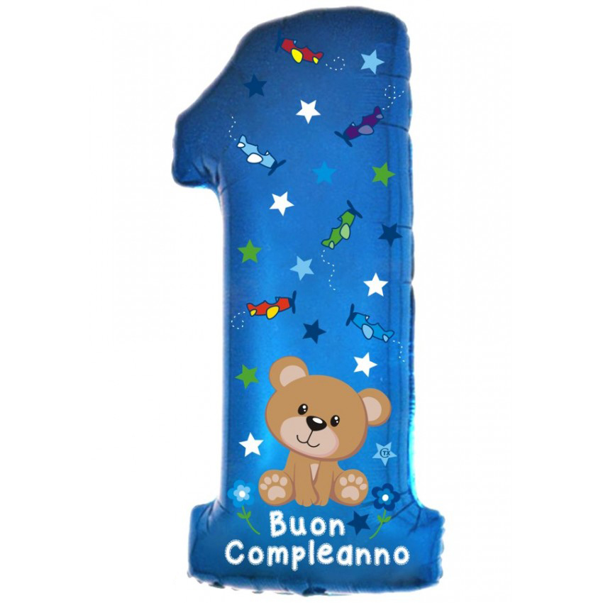 Palloncini Mylar CTX+ - 1° Compleanno Orsetto Supershape (40")